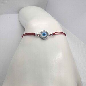 NEW Sterling Silver 925 Evil Eye Design With Adjustable Bracelet